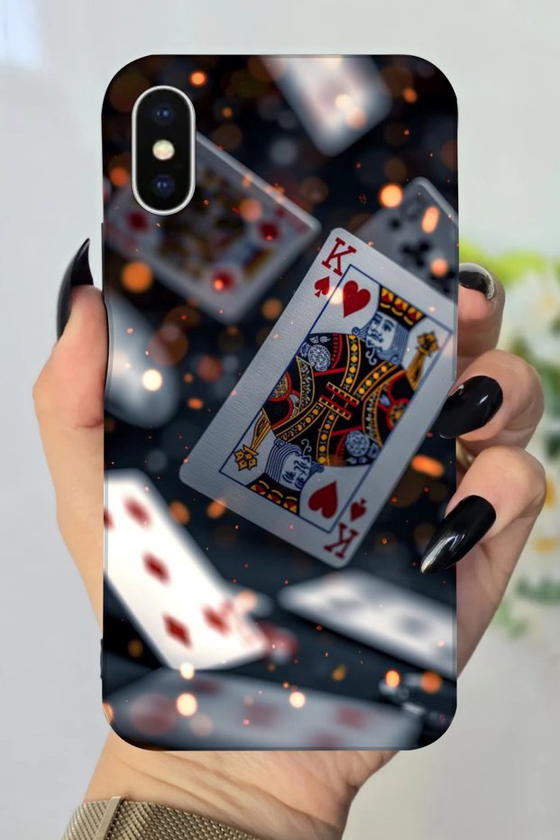 Playing Card Pattern Hd Printed Silicone Case Compatible with Apple iPhone X