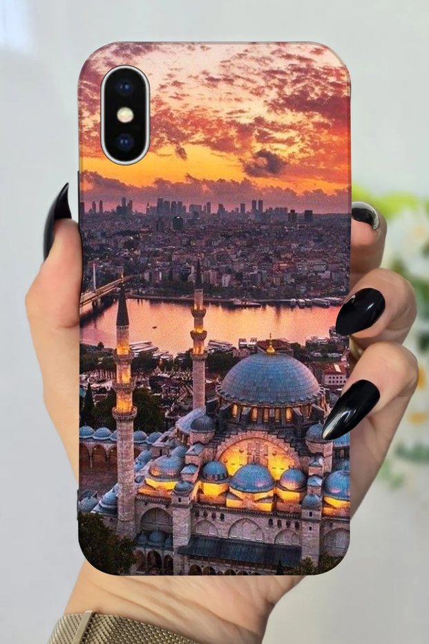 حافظة سيليكون مطبوعة عالية الدقة بنمط المسجد متوافقة مع هاتف Apple iPhone X