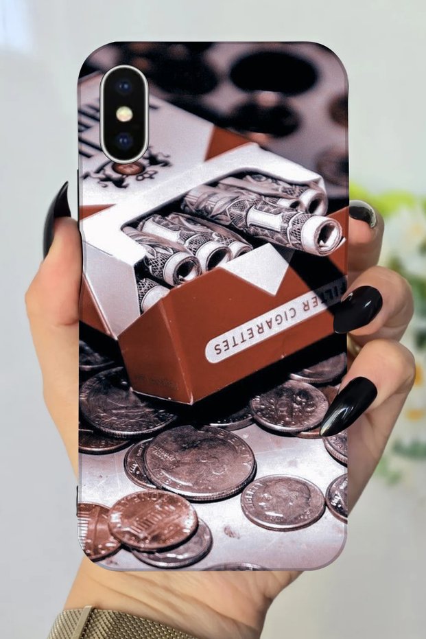 Apple iPhone X Compatible Coin Pattern Hd Printed Silicone Case