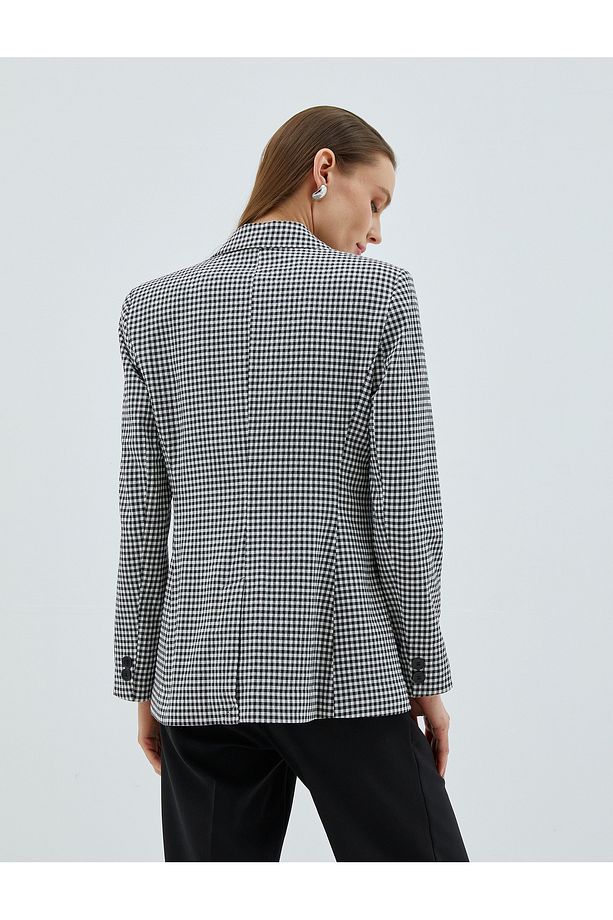 Blazer Ceket Çift Düğmeli Cep Detaylı - 4