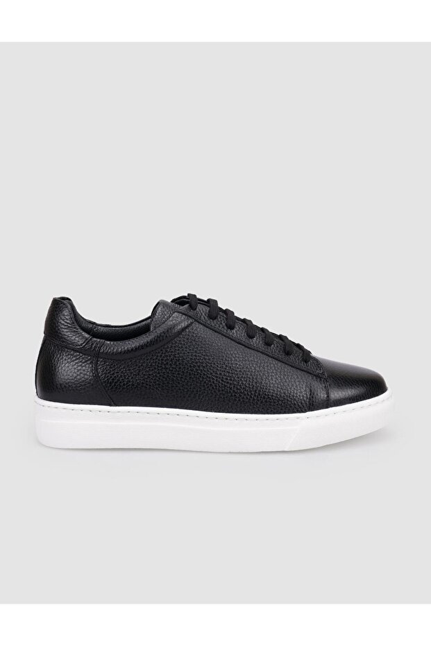 100% Genuine Leather Black Lace-Up Men's Sports Shoes