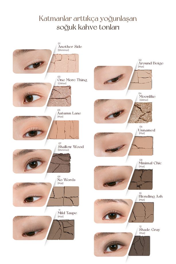 Çok Amaçlı Kullanıma Uygun, Yoğun Pigmentli Far Paleti CLIO Shade & Shadow Palette 01 Shadow Gallery - 4
