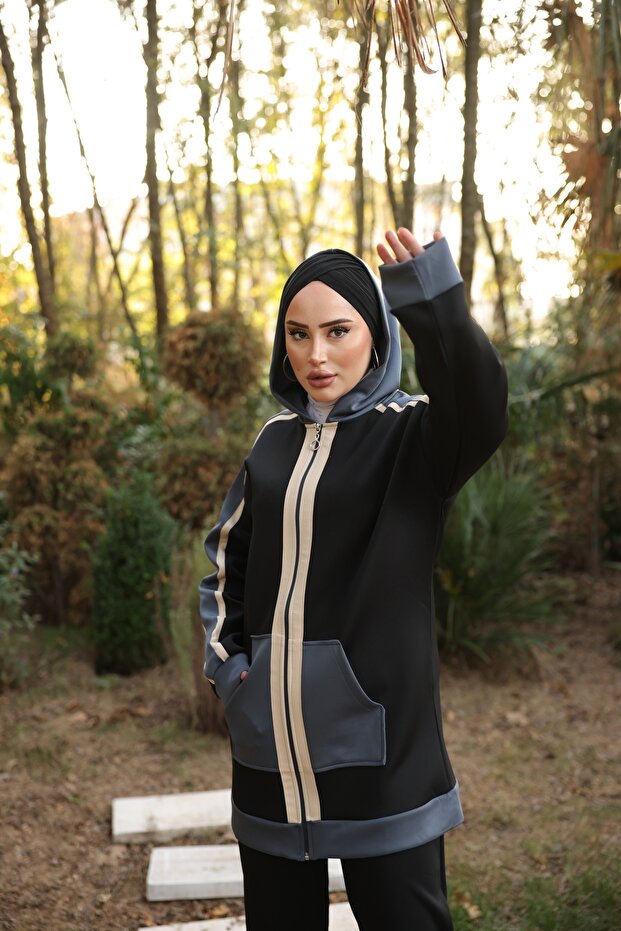 Hooded Women's Hijab Tracksuit Set