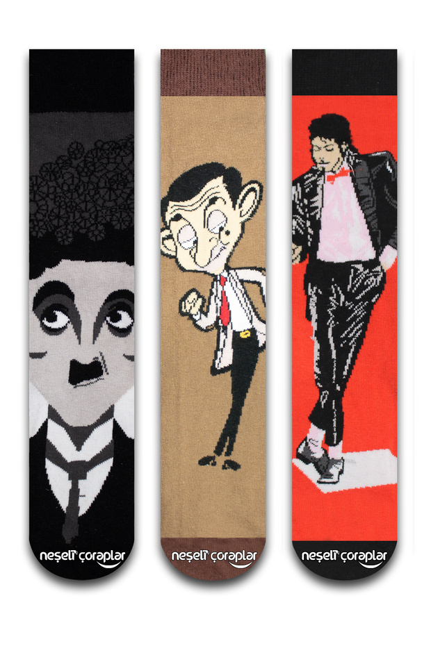 3'lü Iconlar Renkli Çorap Set - 1