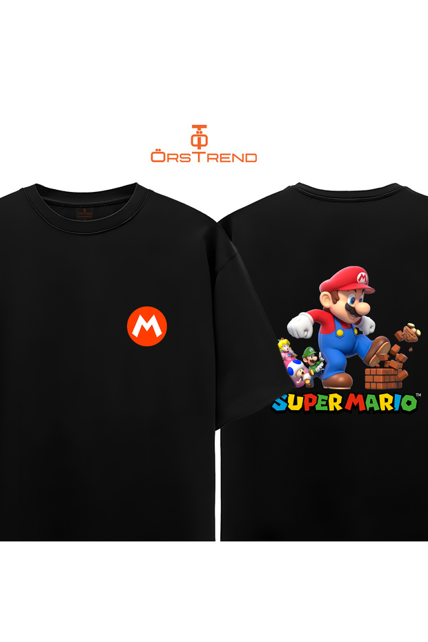 Super Mario Baskılı Oversize Tişört