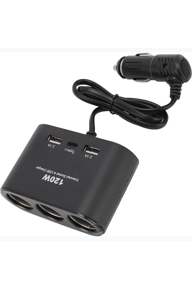 Üniversal 3 Lü Çakmak Soketi 120w Çakmaklık Çoğaltıcı 2 Usb 1 Type-c Araç Şarj Cihazı Çakmaklık Şarj - 8