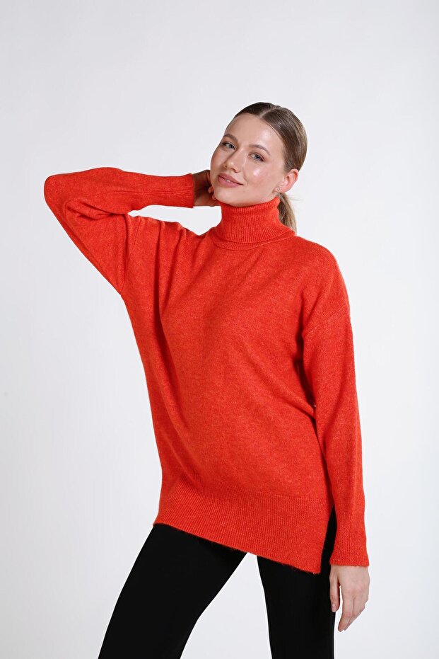 Oversize Balıkçı Yaka Kazak - 1