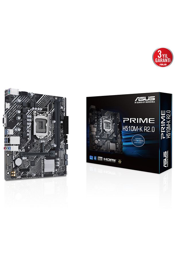 ASUS PRIME H510M-K R2.0 DDR4 3200MHZ 1XVGA 1XHDMI 1XM.2 USB 3.2 MATX 1200P 11-10.NESİL İŞLEMCİ UYUM - 1