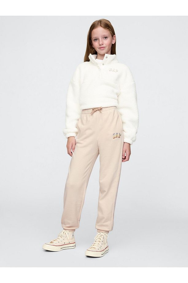 Kız Çocuk Bej Gap Logo Relaxed Fleece Jogger Eşofman Altı - 1