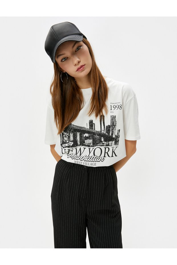 New York T-Shirt City Themed Comfortable Fit Cotton Short Sleeve Crew Neck