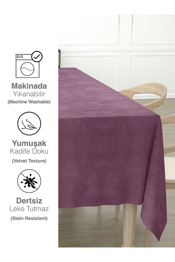 Daily Series Kadife Dokulu Gül Kurusu Rengi Masa Örtüsü - 5