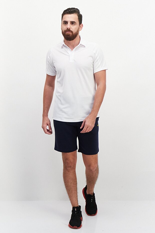 شورت رجالي أساسي بشعار العلامة التجارية، أزرق داكن - 4