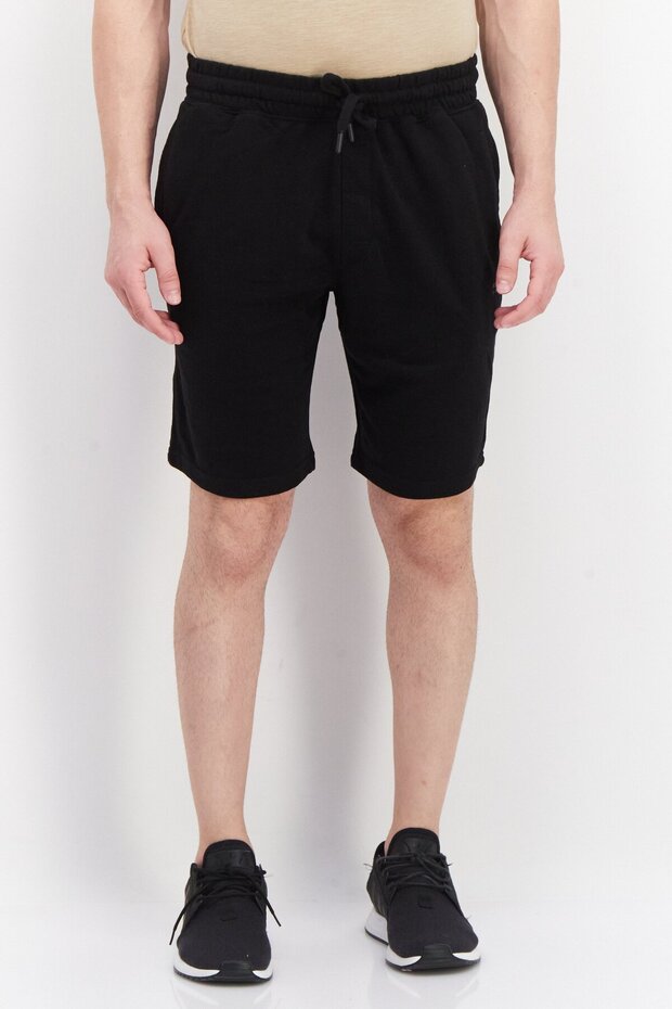 Men Graphic Basic Shorts, Black - 1