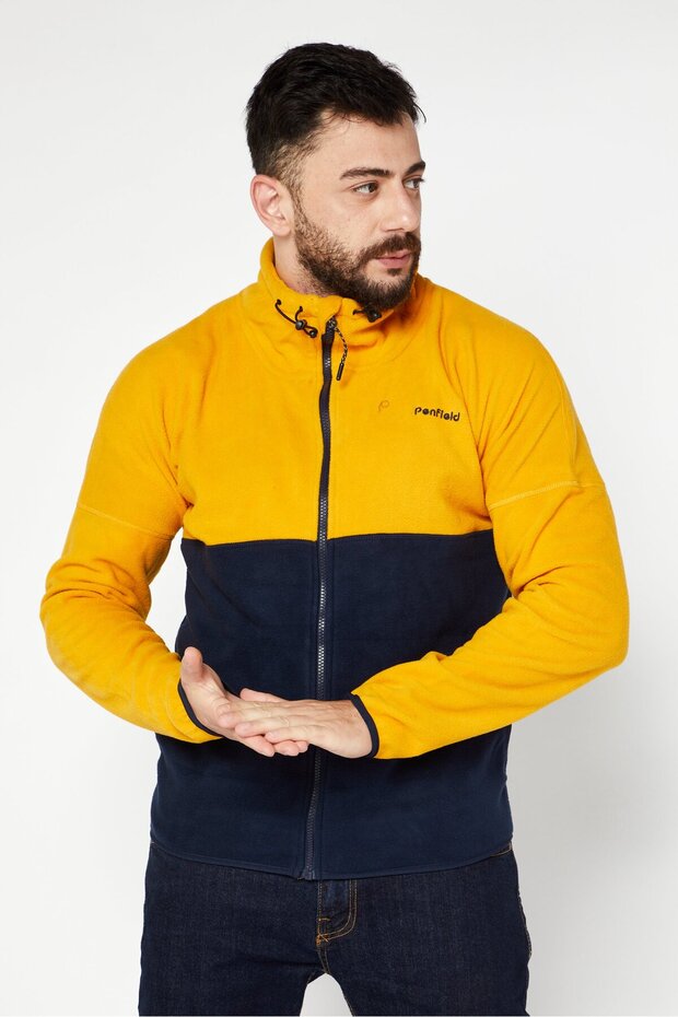 Men Mock Neck Two-Tone Sweater, Yellow