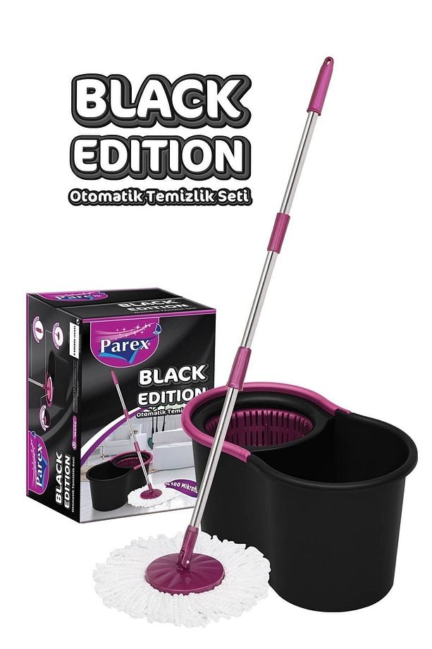 Black Edition Döner Başlıklı Temizlik Seti Ve 2 Adet Yedek Mop - 4