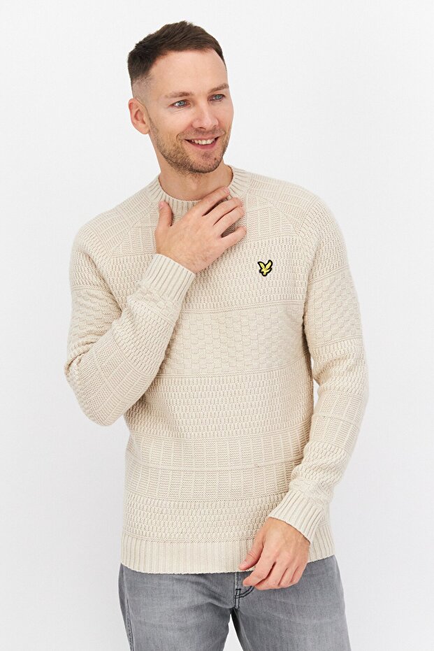 Men Crew Neck Embroidered Logo Long Sleeves Sweatshirt, Taupe