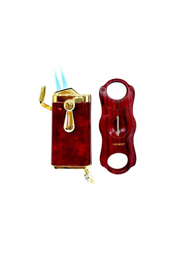 Cedar Puro Kutusu Humidor ve Çakmak Kesici Seti - 4