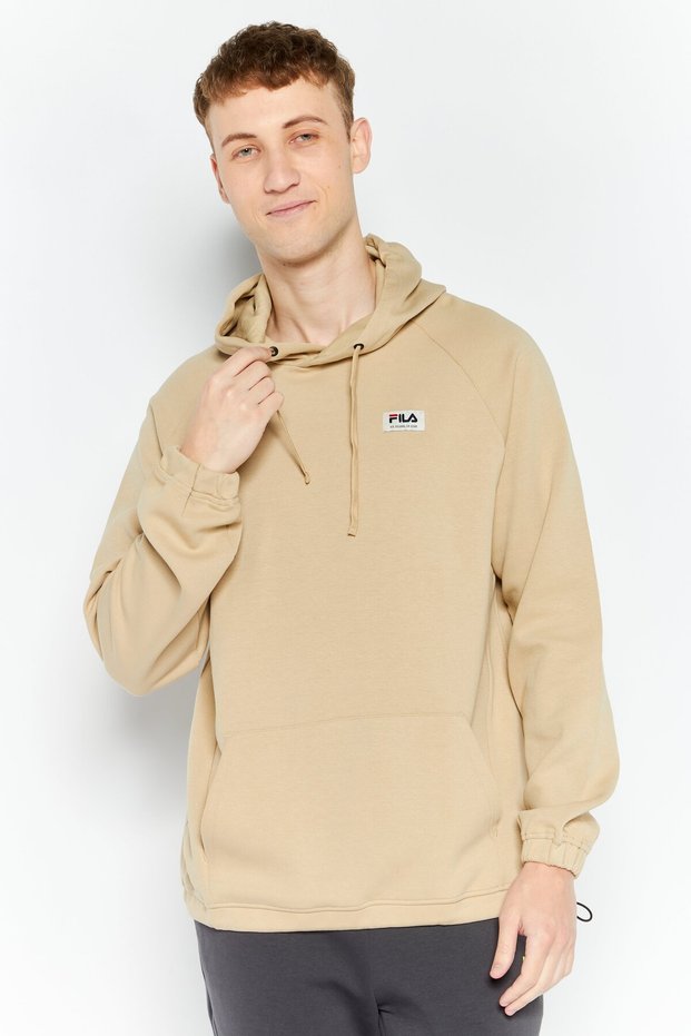 Men Sportswear Fit Long Sleeve Training Hoodies, Beige