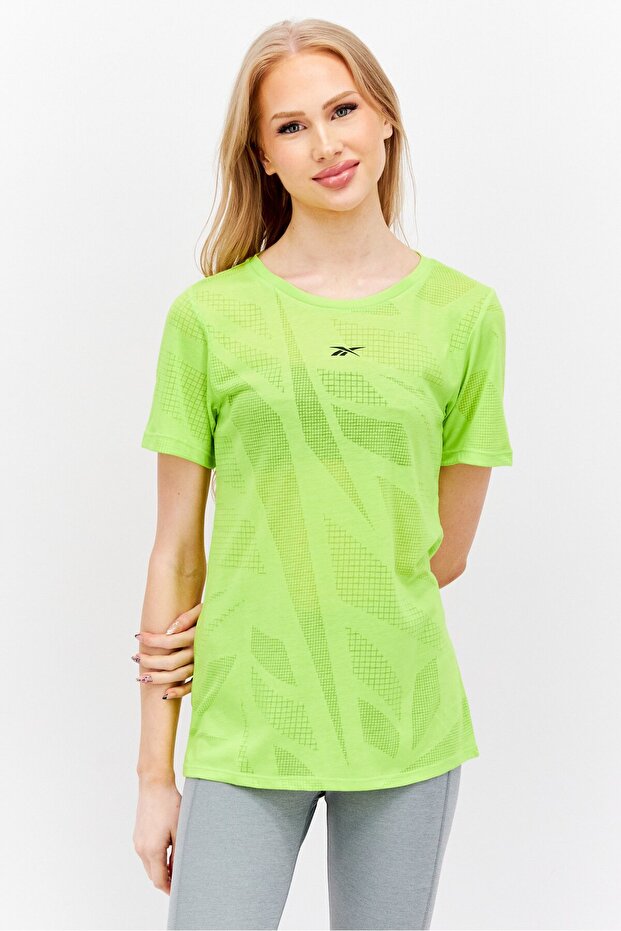 Women Sportswear Fit Short Sleeves Training Top, Lime
