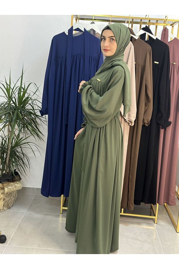 Şallı Ve Üsten Robalı,Kemerli Elbise Takım .Hijap ,Abaya (Hac Ve Umre Için Uygundur) yeşil - 8
