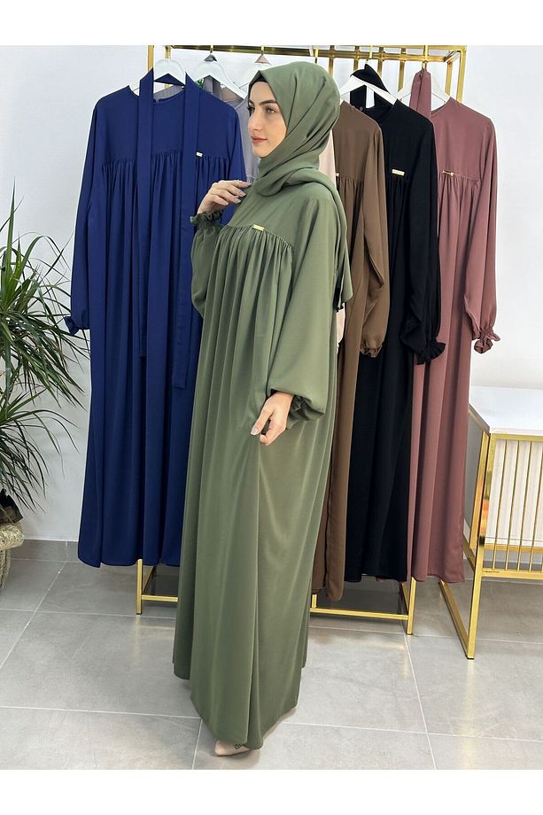 Şallı Ve Üsten Robalı,Kemerli Elbise Takım .Hijap ,Abaya (Hac Ve Umre Için Uygundur) yeşil - 4