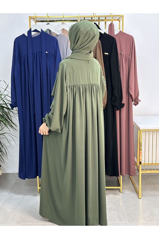 Şallı Ve Üsten Robalı,Kemerli Elbise Takım .Hijap ,Abaya (Hac Ve Umre Için Uygundur) yeşil - 5
