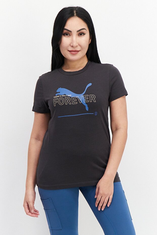 Women Sportswear Fit Short Sleeve Training Top, Charcoal