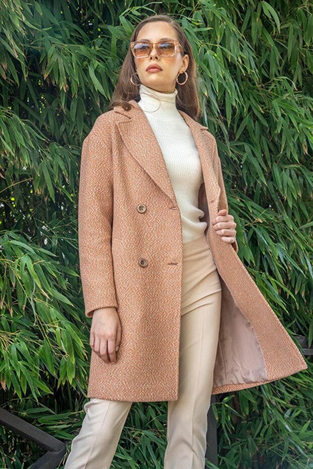 Double Breasted Oversize Herringbone Coat SOMON 3949