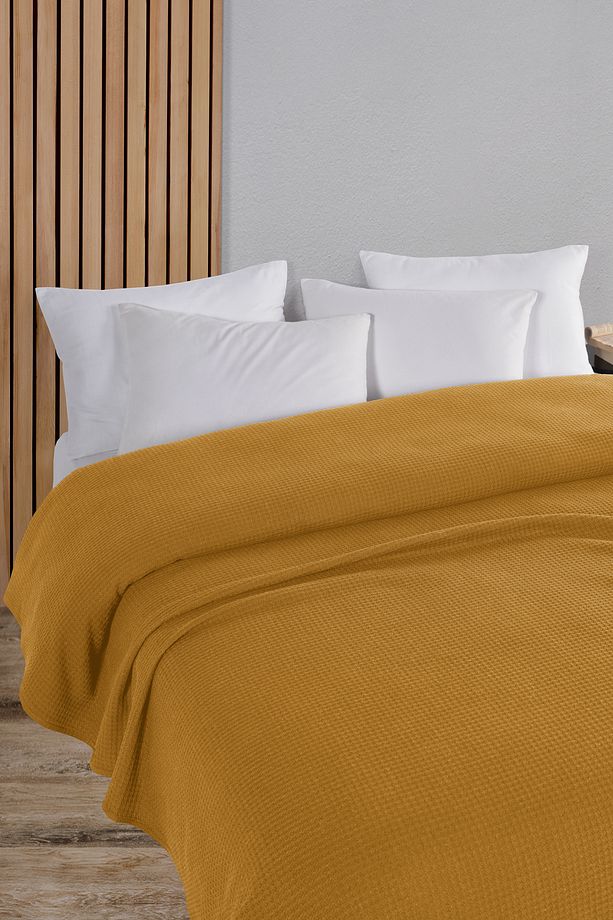 Pamuklu Aden Hardal Pike Yatak Örtüsü Tek Kişilik - 160x230 Cm - 1
