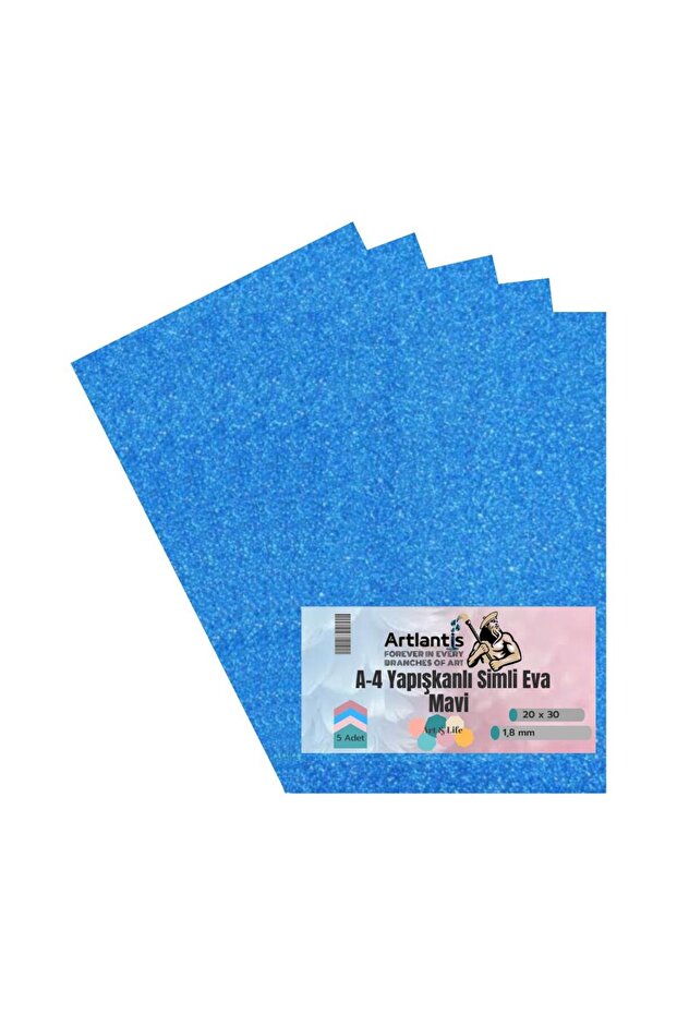Adhesive Glitter Eva Blue A4 20X30 5 Pieces 1 Pack Hobby Preschool Nursery Kindergarten Eva Adhesive Glitter