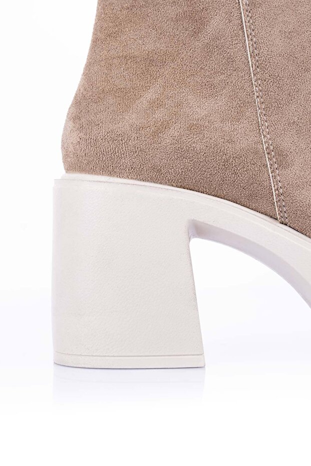 Feray Kadın Vizon Süet Topuklu Bot – Kışlık Rahat Kalın Tabanlı Günlük Şık, Rahat, Zarif Bot Modeli - 8