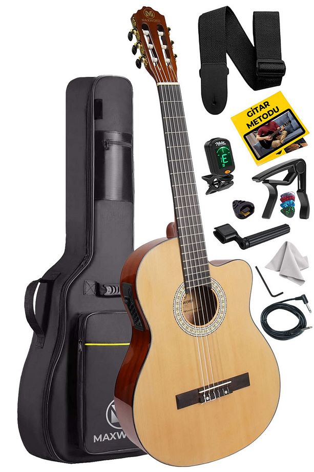 X47-eq-amp Profesyonel Masif Ağaç Amfili Elektro Klasik Gitar Seti Üst Segment - 3