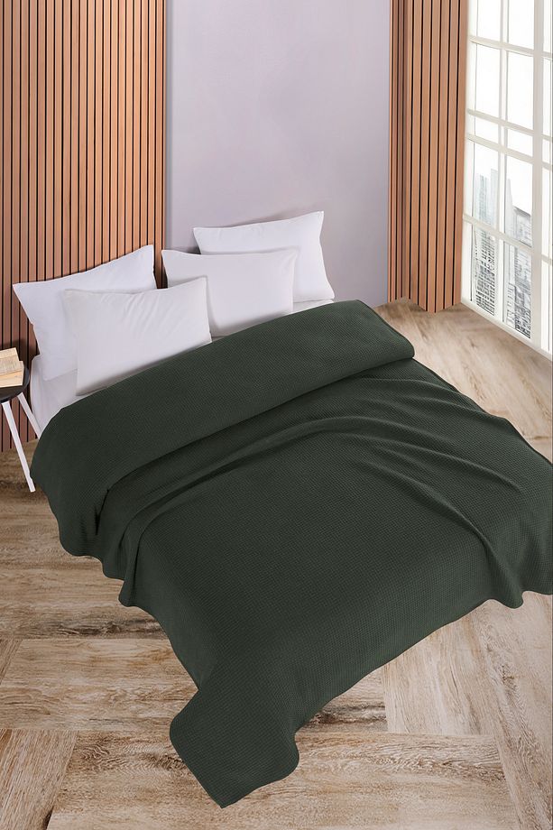 Pamuklu Aden Haki Çok Amaçlı Yatak Örtüsü Tek Kişilik - 160x230 Cm - 1