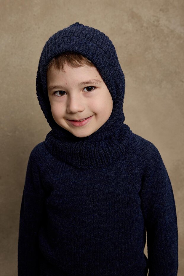 Knitted Kids' Balaclava Beanie Navy Blue