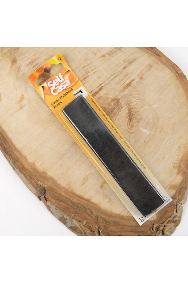 Polyester 2.5 cm Siyah Bel Paça Yassı Geniş Lastik Lateks Ürün - Elastik Bant - Don Lastiği 1 Metre - 3
