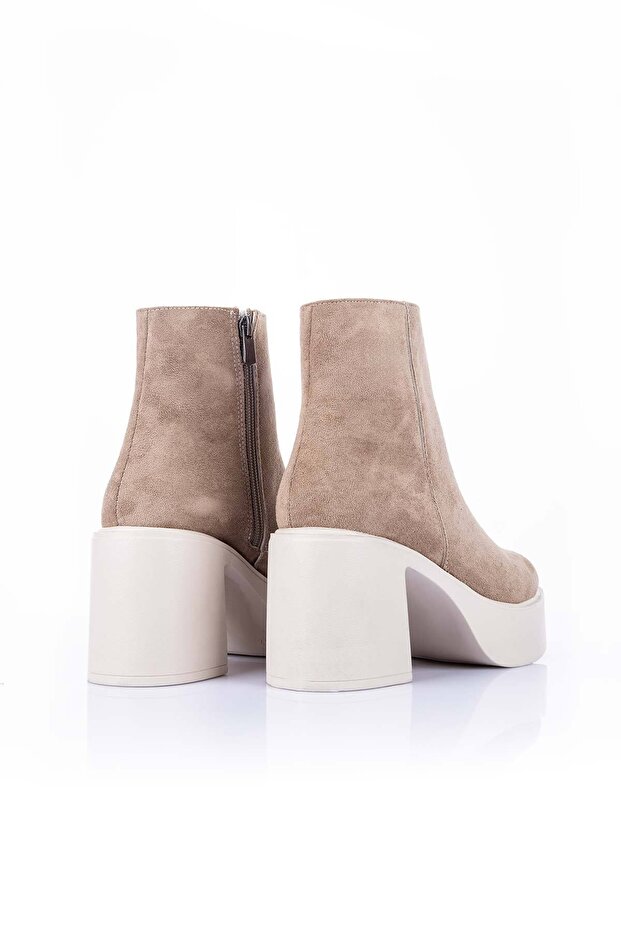 Feray Kadın Vizon Süet Topuklu Bot – Kışlık Rahat Kalın Tabanlı Günlük Şık, Rahat, Zarif Bot Modeli - 3
