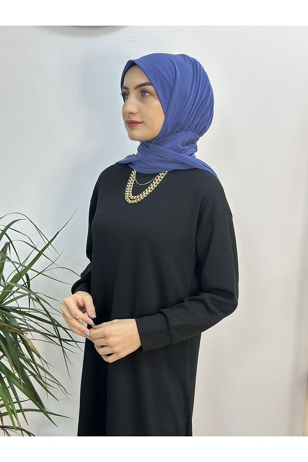 Ithal Kumaş Çıtçıtlı hazır Şal iki sekılde kullanılır indigo - 3