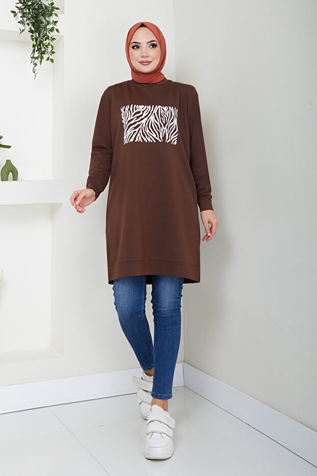 Coffee Tunic - 789Ozr1047-M, Front Print