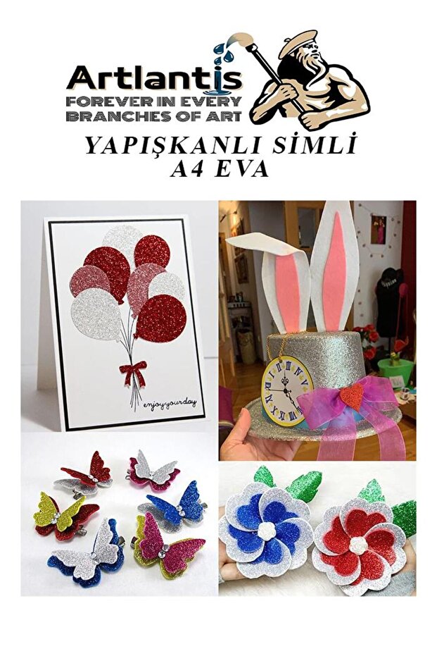 Yapışkanlı Simli Eva Siyah A4 20x30 5 Adet 1 Paket Hobi Okul Öncesi Kreş Anasınıfı Eva Yapışkanlı Si - 5