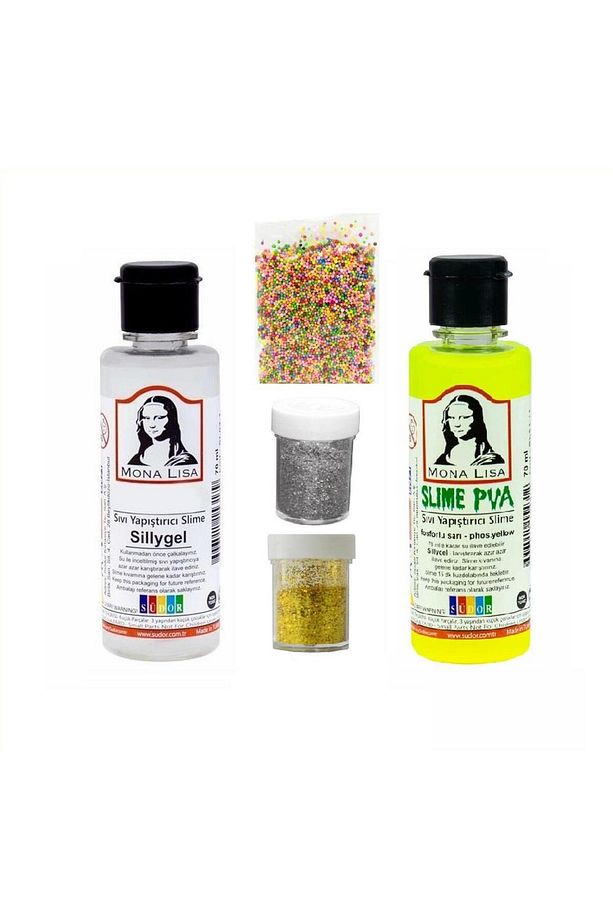 Slime Seti Fosforlu Sarı Renk 70 ml Renkli Slaym Sılaym Seti 70 ml Slime Borax - 1