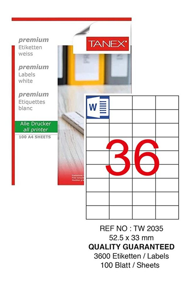 ملصق الكمبيوتر Tw-2035 52.5x33 مم 100 ملصق ليزر 1 حزمة دعوة شحن صندوق صندوق