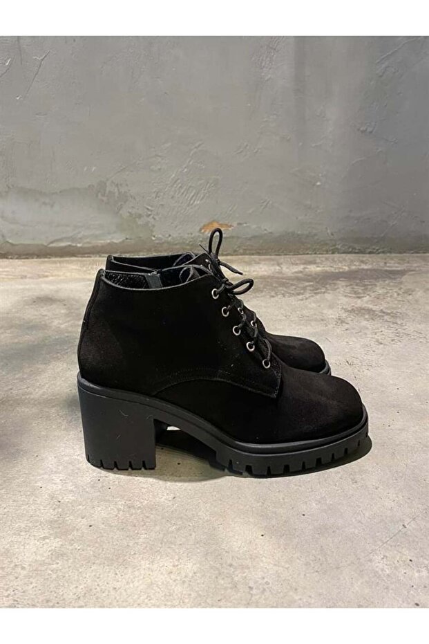 TOPUKLU SİYAH SÜET BOT - 2