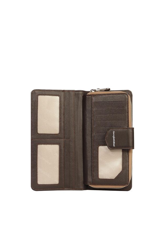 Cengiz Pakel Monogram Kadın Büyük Boy Mıknatıslı Cüzdan/Portföy – 65104P - Vizon/Kahve - 2