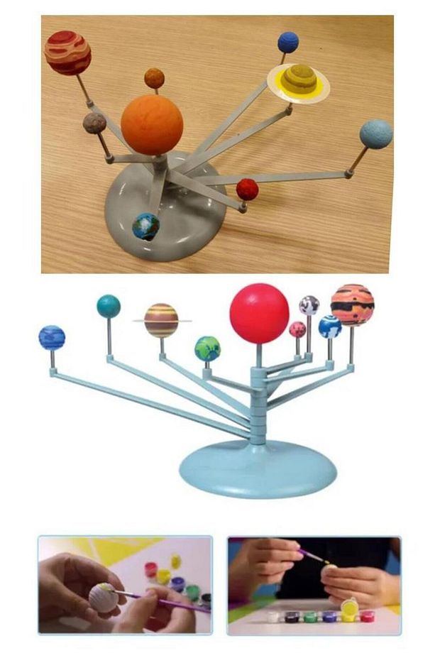 Güneş Sistemi Modeli 1 Paket Gezegen Sistemi Boya Fırça Eğitici Maket Deney Seti Plastik Gezegenler - 3