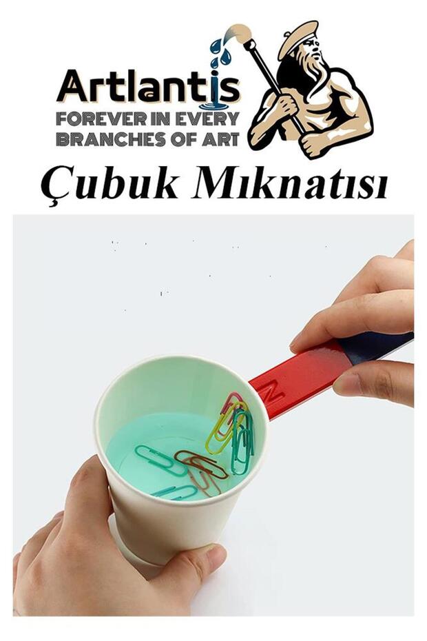 Çubuk Mıknatıs Deney Malzemesi 2 Adet Okul Projeleri İçin I Şekilli Çubuk Mıknatıs Kırmızı Mavi Boya - 6