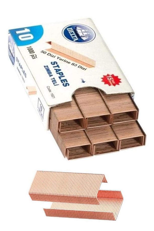 Zımba Teli Küçük No:10 1000 li Bakır Sarı 8 Paket Küçük Delta Zımba Teli 15 Yaprak Zımbalama Kapasit - 2