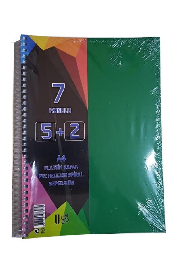 5+2 دفتر ملاحظات 7 موضوع 175 ورقة 1 قطعة 5 مربعات 2 خطوط سبرالي غطاء بلاستيكي مع فاصل