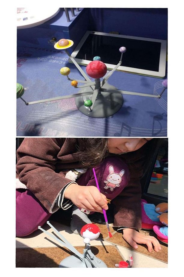 Güneş Sistemi Modeli 1 Paket Gezegen Sistemi Boya Fırça Eğitici Maket Deney Seti Plastik Gezegenler - 5