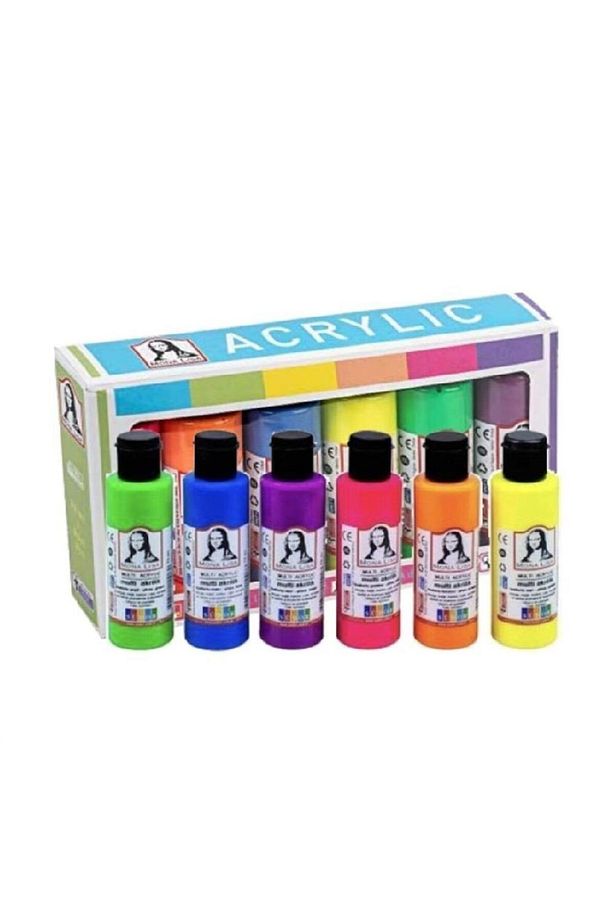 Monalisa Akrilik Boya 6 Renk X 70 Ml Neon Fosforlu Renkler 1 Paket Multi Acrylic - 1