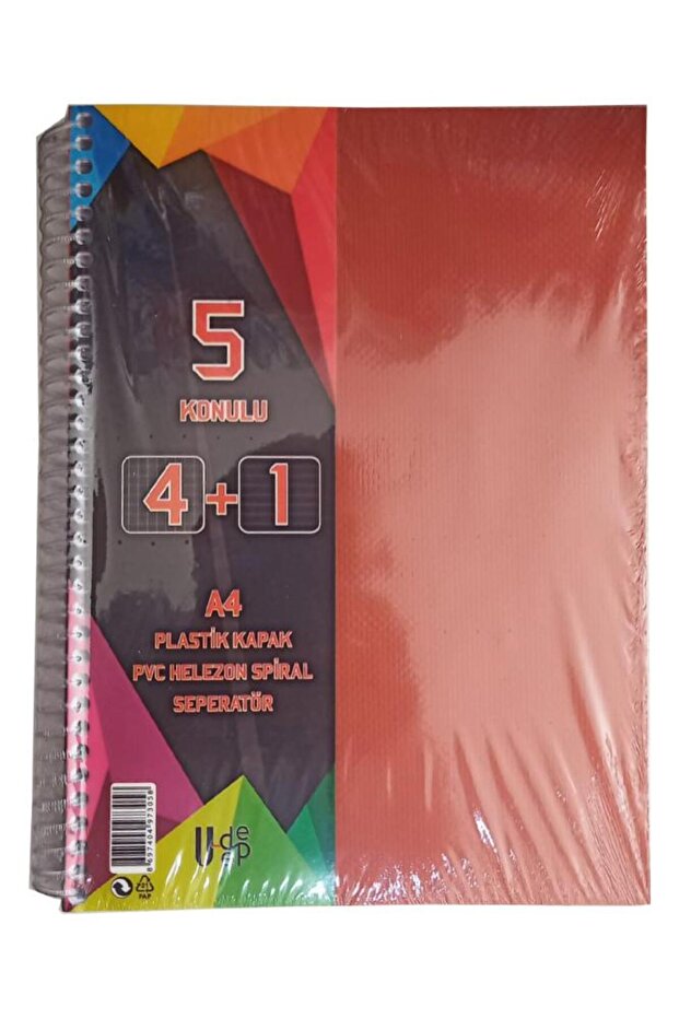 4+1 دفتر ملاحظات 5 موضوع 125 ورقة 1 قطعة 4 مربعات 1 غطاء بلاستيكي مخطط مع فواصل